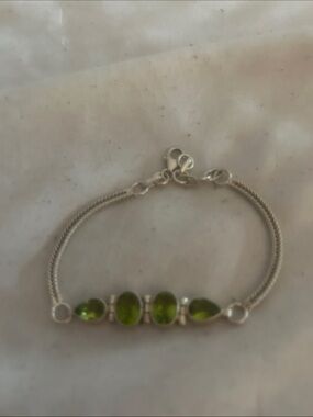 Sterling and peridot bracelet. August birthstone.